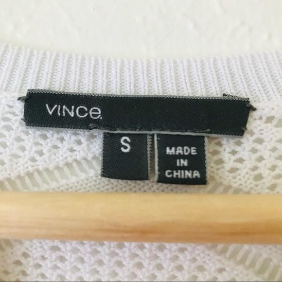Vince Open Weave Knit Crewneck White Sweater S - Picture 9 of 13